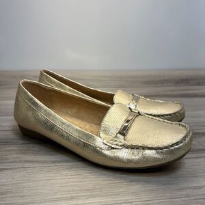 Naturalizer N5 Comfort Womens Gold Loafer Size 9.5 M Slip On Shoes Reptile Print
